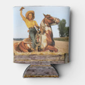  Western meisje op paarden Blikjeskoeler (Voorkant)