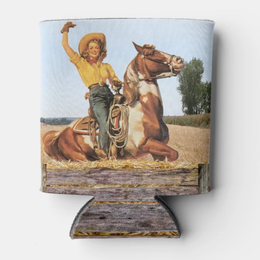  Western meisje op paarden Blikjeskoeler (Voorkant)