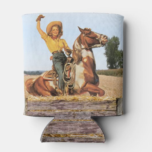 Western meisje op paarden Blikjeskoeler (Achterkant)