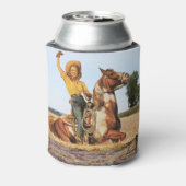  Western meisje op paarden Blikjeskoeler (Blikje Achterkant)