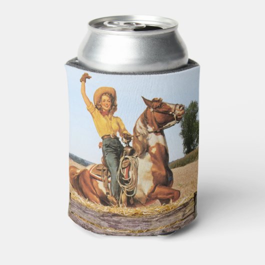  Western meisje op paarden Blikjeskoeler (Blikje Achterkant)