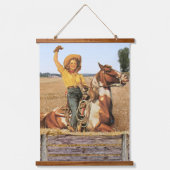  Western meisje op paarden Hangend Wandkleed (Voorkant)
