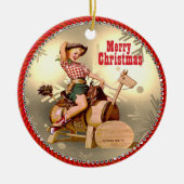 Western meisje op paarden Keramisch Ornament (Voorkant)