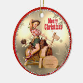 Western meisje op paarden Keramisch Ornament (Links)