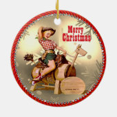 Western meisje op paarden Keramisch Ornament (Achterkant)