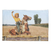  Western meisje op paarden Kussensloop (Achterkant)