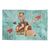  Western meisje op paarden Kussensloop (Achterkant)