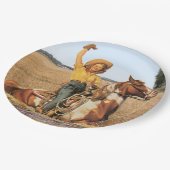 Western meisje op paarden Papieren Bordje (Gekanteld)