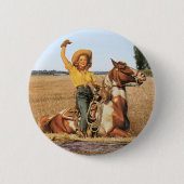 Western meisje op paarden Ronde Button 5,7 Cm (Voorkant)