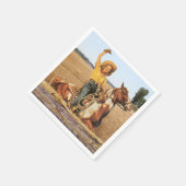  Western meisje op paarden Servet (Hoek)