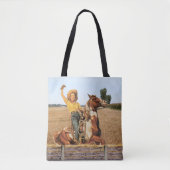 Western meisje op paarden Tote Bag (Voorkant)