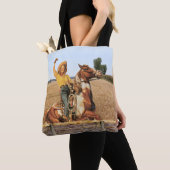 Western meisje op paarden Tote Bag (Dichtbij)