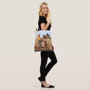  Western meisje op paarden Tote Bag