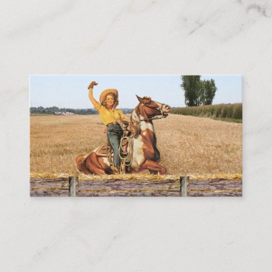  Western meisje op paarden Visitekaartje (Voorkant)