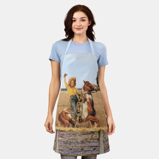  Western meisje op Schort voor paardengolving (Gedragen)