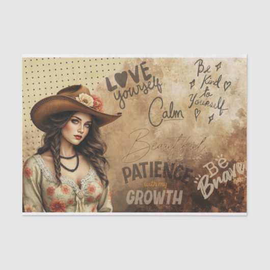  Western Meisje Zelfliefde Quote Decoupage Tissuepapier (Voorkant)