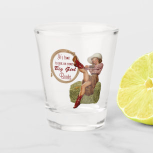 Western meisje zet grote meisjesboeken aan Shot Glas