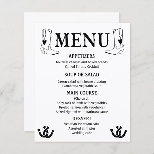 Western menu Land Weddenschap Cowboy Boots Black (Voorkant / Achterkant)