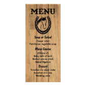 Western Menu Paard Bruin Hout Country Wedding (Voorkant)