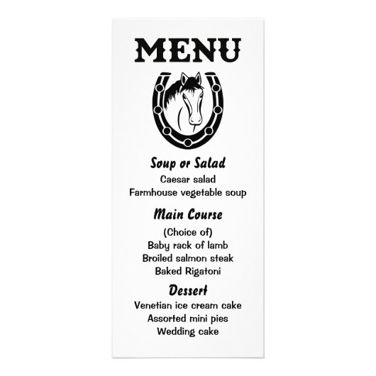 Western Menu Paard Zwart Country Wedding (Voorkant)