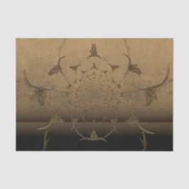 Western metaal Sepia Brown Texture Bull Skull Tissuepapier