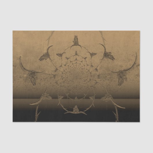 Western metaal Sepia Brown Texture Bull Skull Tissuepapier (Voorkant)