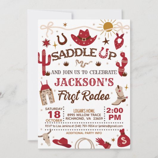 Western Mijn eerste Rodeo Verjaardag (rood) Kaart (Voorkant)