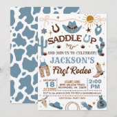 Western mijn eerste Rodeo verjaardagsjongen (blauw Kaart (Voorkant / Achterkant)