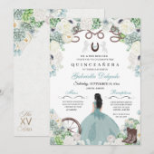 Western Mint Green Horse Charra Quinceañera Kaart (Voorkant / Achterkant)