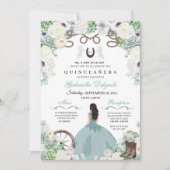 Western Mint Green Horse Charra Quinceañera Kaart (Voorkant)