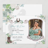 Western Mint Green Quinceañera Sla de datum foto o Kaart (Voorkant / Achterkant)