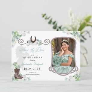 Western Mint Green Quinceañera Sla de datum foto o Kaart