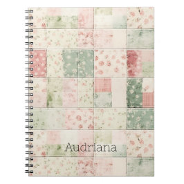 Western Mint Pink Floral Quilt Patterns Notitieboek