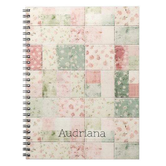 Western Mint Pink Floral Quilt Patterns Notitieboek (Voorkant)