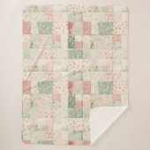 Western Mint Pink Floral Quilt Patterns Sherpa Deken (Voorkant)