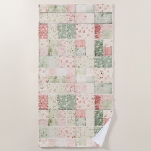 Western Mint Pink Floral Quilt Patterns Strandlaken (Voorkant)