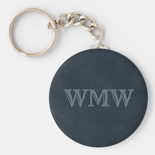 Western Monogram Navy Blau Nefaleer Sleutelhanger (Voorkant)