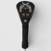 Western monogram voor Crossed Pistols Sheriff Badg Golfheadcover (Voorkant)