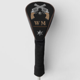 Western monogram voor Crossed Pistols Sheriff Badg Golfheadcover