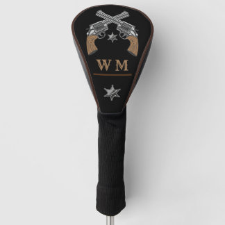 Western monogram voor Crossed Pistols Sheriff Badg Golfheadcover