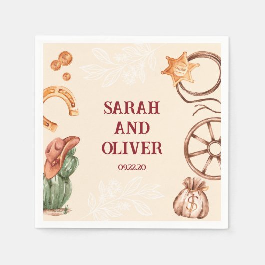 western Mooie rustieke bruine bruiloft Servet (Voorkant)