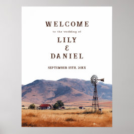 Western Mountain Wedding Welcome Sign Poster