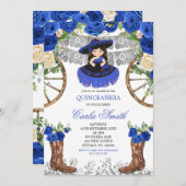 Western Navy Blue en Silver Charra 15 Anos Kaart (Voorkant / Achterkant)