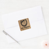 Western net getrouwd paard land hout bruiloft vierkante sticker (Envelop)