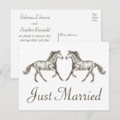 Western net getrouwd rustieke bruiloft paard land aankondigingskaart (Voorkant / Achterkant)