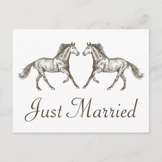 Western net getrouwd rustieke bruiloft paard land aankondigingskaart (Voorkant)