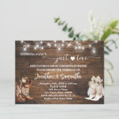 Western Niets Fancy Gewoon Liefde Casual Bruiloft Kaart (Staand voorkant)