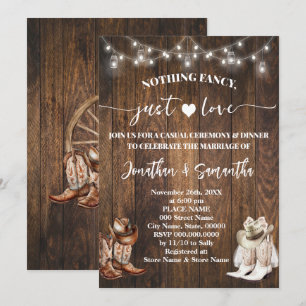 Western Niets Fancy Gewoon Liefde Casual Bruiloft Kaart