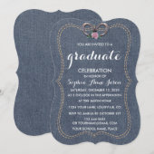 Western Old Denim Hoefijzers GRADUATIE Uitnodiging (Voorkant / Achterkant)