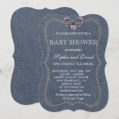 Western oud Denim Hoefijzer BABY SHOWER Uitnodigen Kaart (Voorkant / Achterkant)